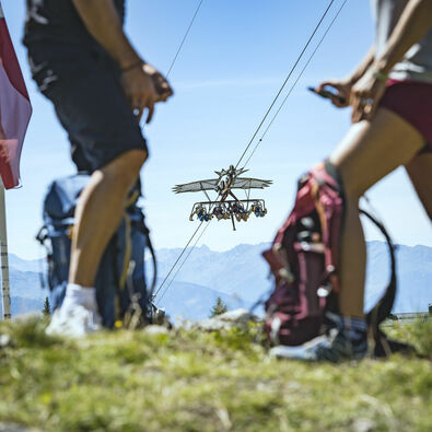 AIRROFAN Skyglider in the Rofan mountains at Lake Achensee View the mountains of the Achensee region from an eagle eye perspective in the AIRROFAN Skyglider.