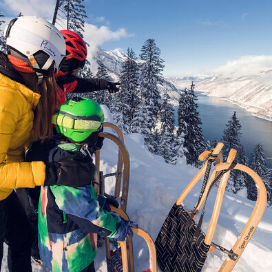 Tobogganing in Pertisau am Achensee Tobogganing on the Zwölferkopf is a fun outdoor winter pursuit for the whole family.