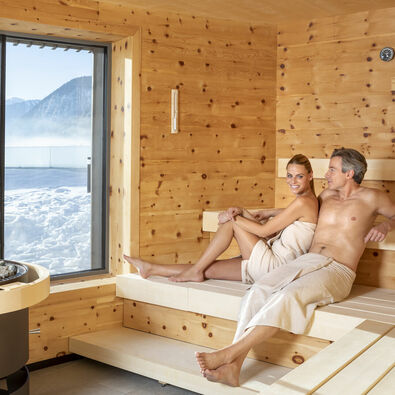 Penthouse-SPA at the Atoll Achensee The panoramic sauna at the Atoll Achensee affords fantastic panoramic views.