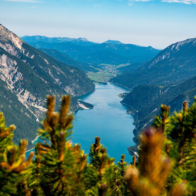 View from the Bärenkopf over Lake Achensee The region offers many hiking tours with gorgeous views of Lake Achensee and its surrounding villages.