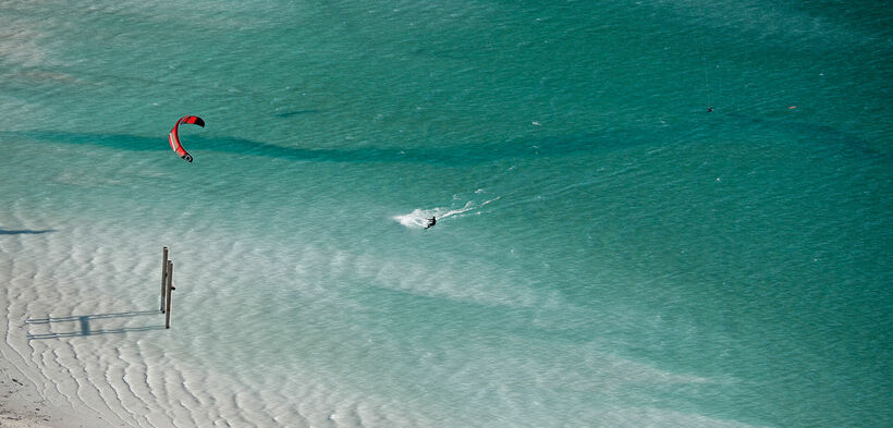 Kitesurfing at Lake Achensee Lake Achensee is a great place for fast-paced water activities such as kitesurfing.