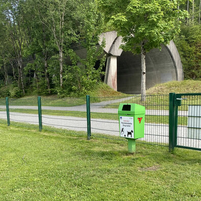 Dog toilet at Lake Achensee A dog toilet at the dog-friendly beach in Pertisau am Achensee.